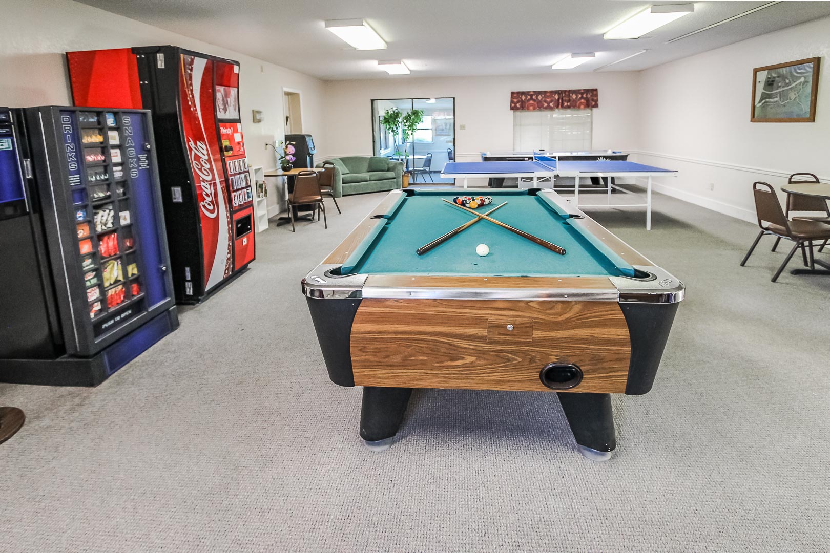 A vibrant game room at VRI's Vacation Village at Lake Travis in Texas.